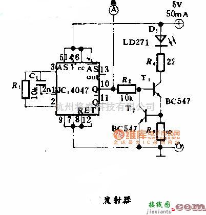 光电接收中的光电测距发送器电路图  第1张