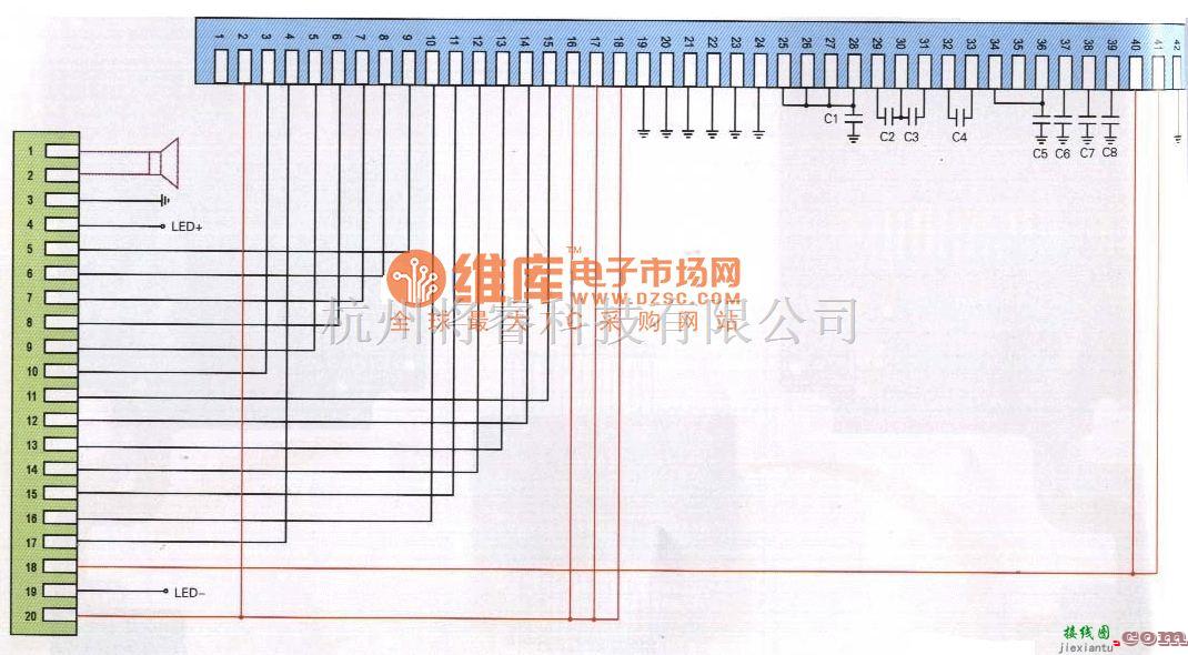 综合电路中的西门子8088型手机排线电路原理图  第1张