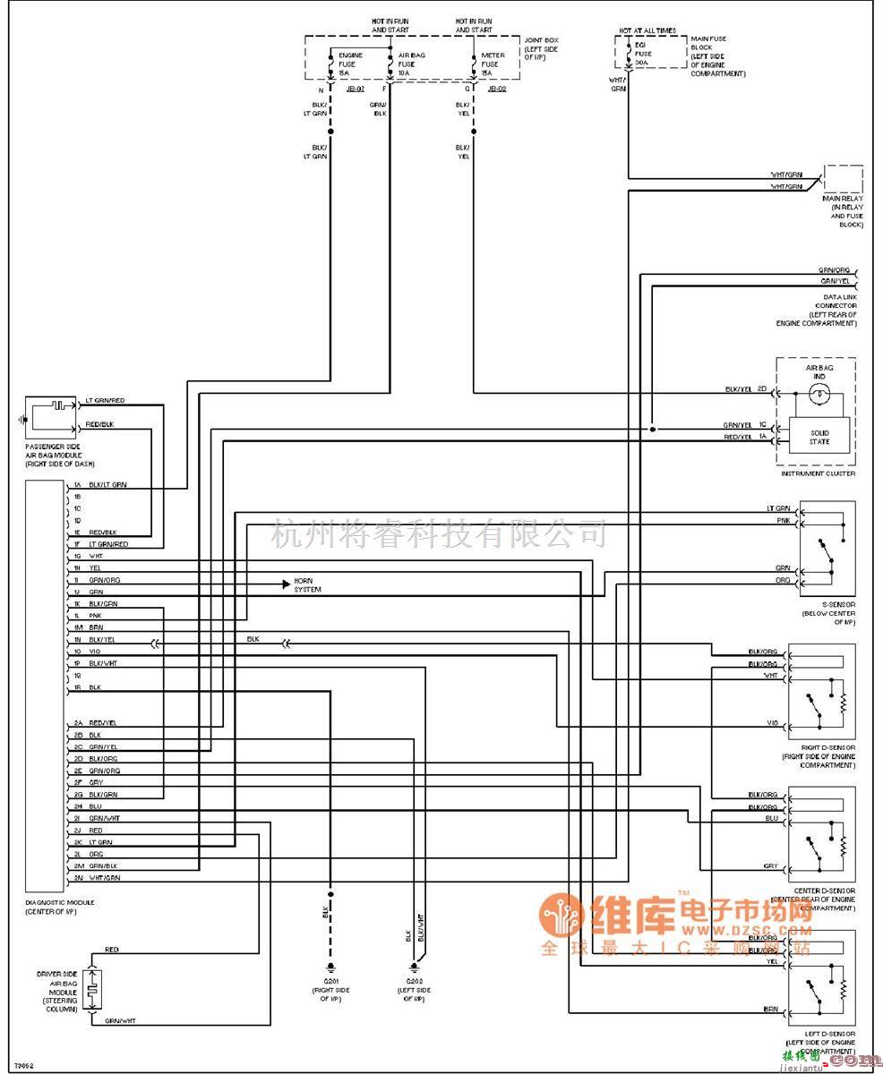 马自达中的mazda　安全气囊电路图  第1张