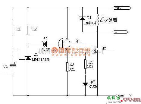 开关电路中的用LM431做的延时开关电路图  第1张