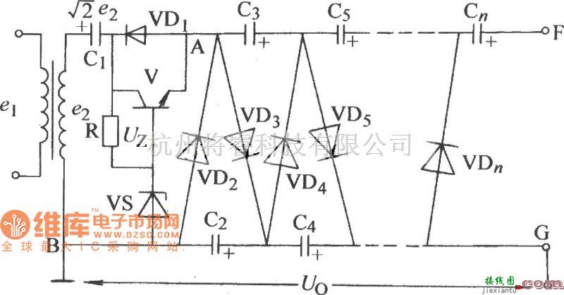 整流单元中的输出电压可调的稳压式多倍整流电路图  第1张