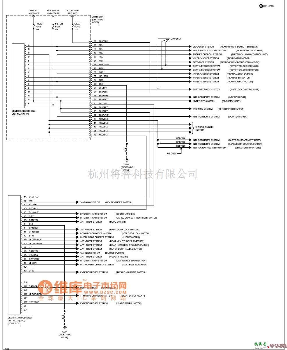 马自达中的mazda 中央控制组件电路图  第1张