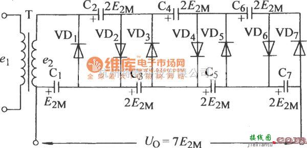 整流单元中的七倍压整流电路(二)电路图  第1张