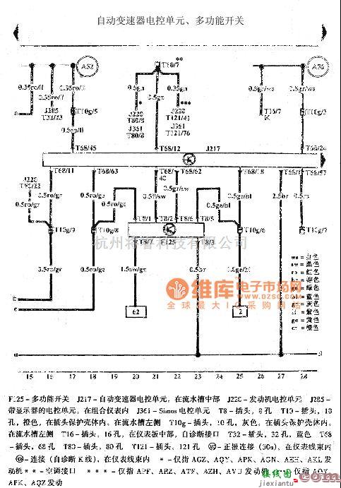 大众（一汽）中的高尔夫宝来自动变速器电路图  第1张