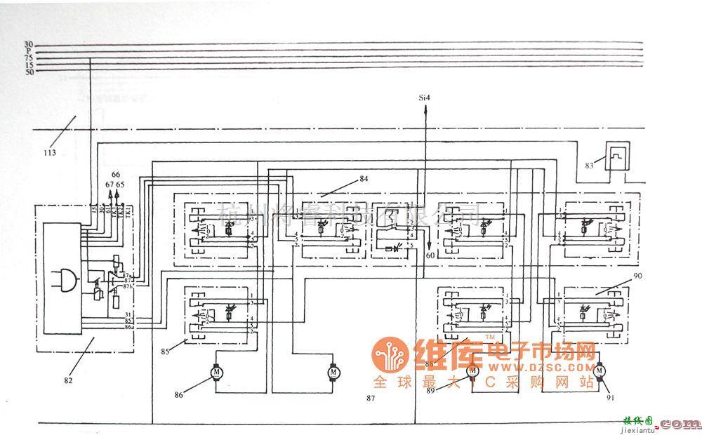 红旗中的红旗ca7200e3电动窗系统电路图  第1张