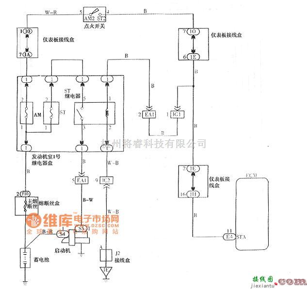 一汽中的威驰启动系统电路图  第1张