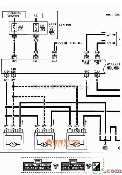 东风日产阳光空调系统线路电路图一  第1张