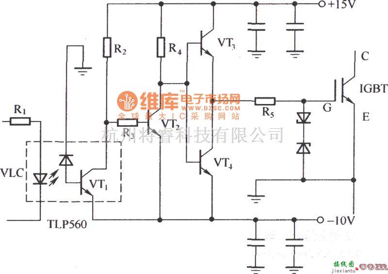 IGBT应用电路中的由分立元件构成的lGBT驱动电路图  第1张