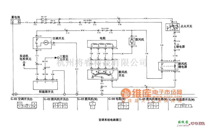 悦达起亚中的悦达起亚千里马轿车空调电路图  第1张