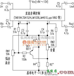 仪表放大器电路中的实用音调前级放大器电路图  第1张