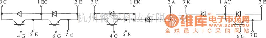 IGBT应用电路中的GA系列IGBT半桥、高端开关和低端开关型模块的内部接线电路图  第1张