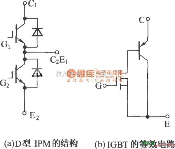 IGBT应用电路中的D型IPM的结构及IGBT的等效电路图  第1张