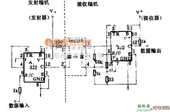 光电传输电路中的光耦合式数据传输电路图  第1张