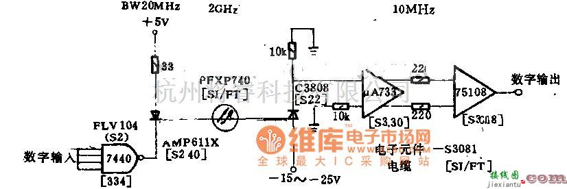 光电传输电路中的10兆位光纤数据线路电路图  第1张