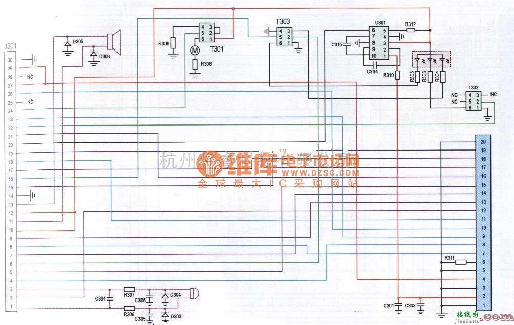 综合电路中的迪比特5688型手机排线电路原理图  第1张