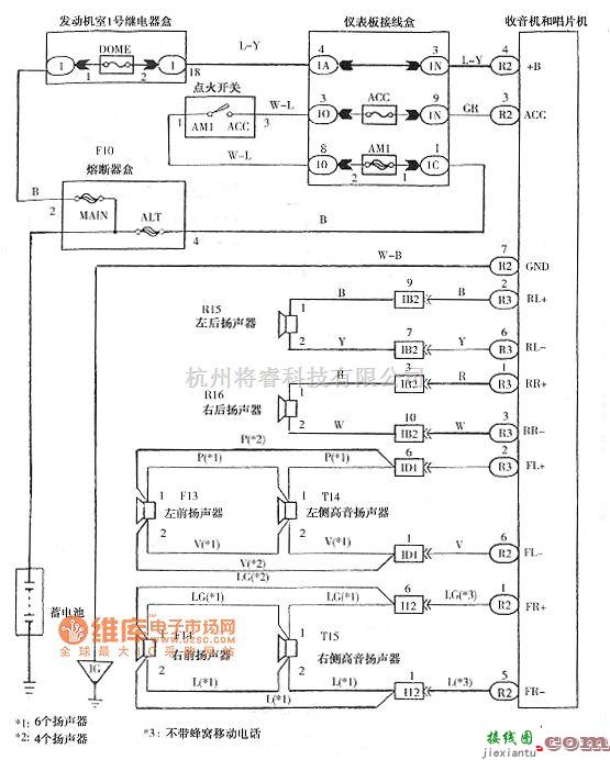 一汽中的威驰音响系统电路图  第1张