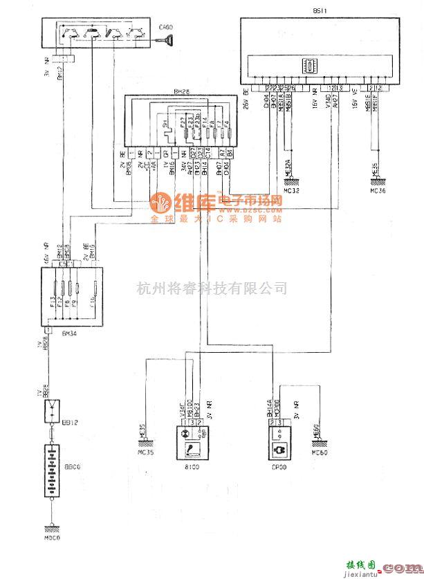 东风雪铁龙中的神龙2.0L轿车点烟器/附件插头电路图  第1张