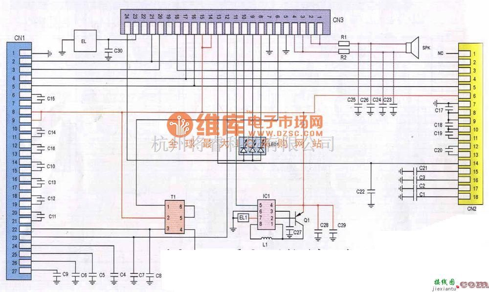 综合电路中的中桥C188型手机排线电路原理图  第1张