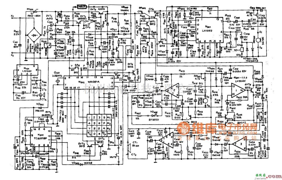 综合电路中的HA22(Ⅲ)P/T SDL型电话机电路图  第1张