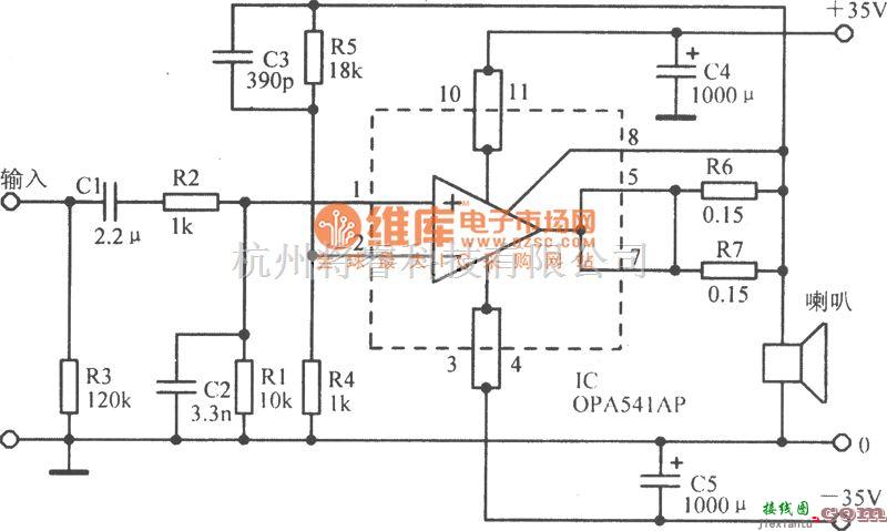 音频处理中的OPA541基本应用电路图  第1张