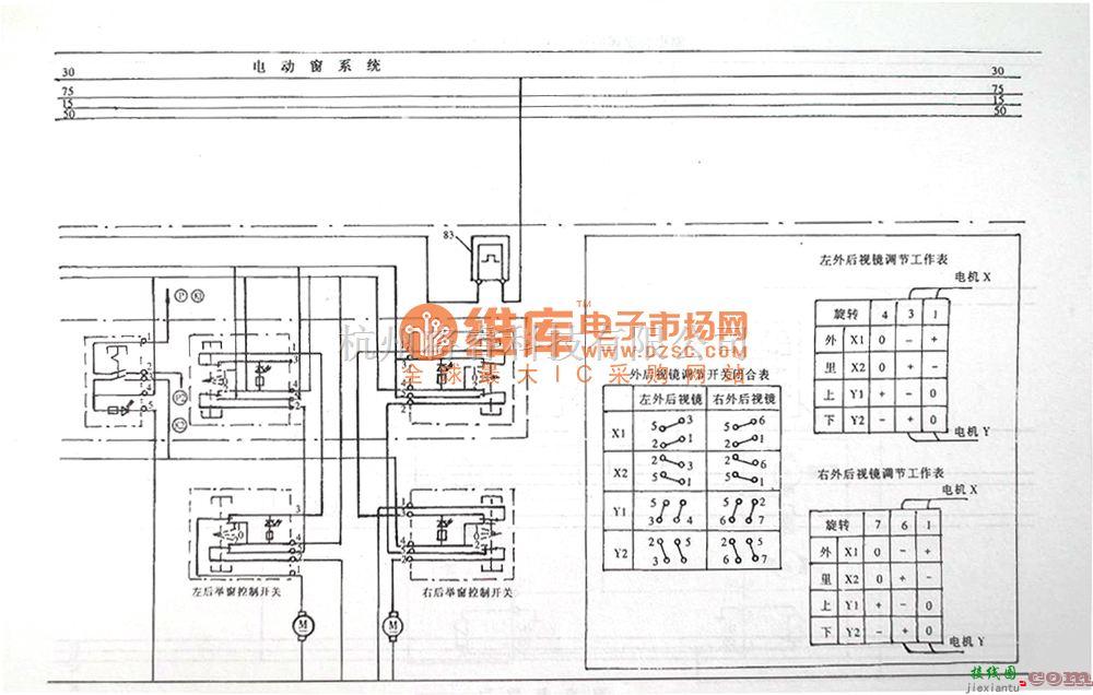 红旗中的红旗ca7200e电动窗系统电路图  第1张