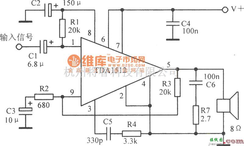 音频处理中的TDAl512典型应用电路图  第1张