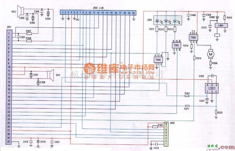 综合电路中的迪比特500型手机排线电路原理图  第1张