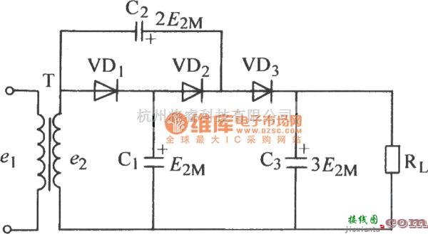 整流单元中的三倍压整流电路图  第1张