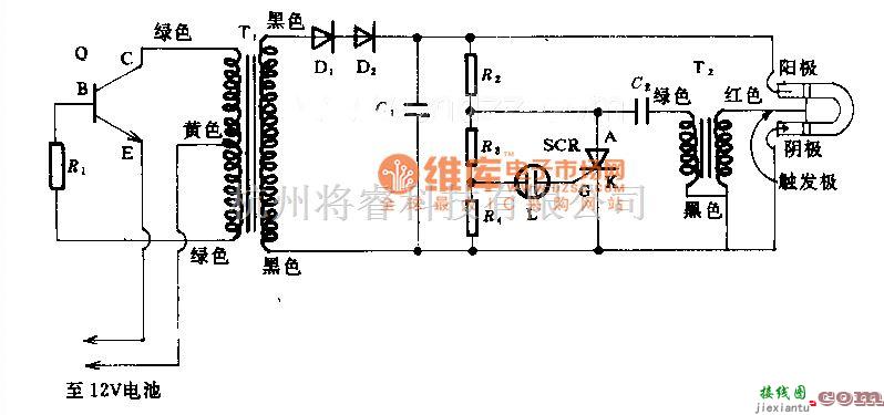 光电显示中的氙闪光灯灯标电路图  第1张