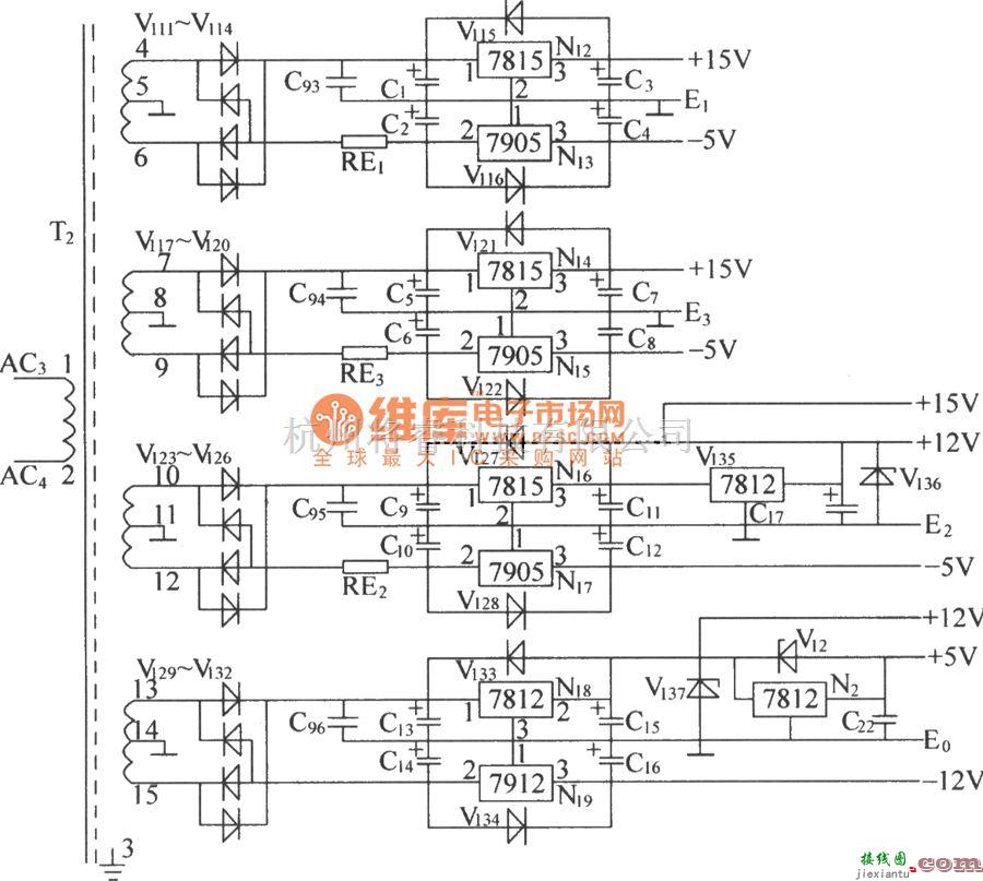 通信电源中的DZW75-48/50(50II)辅助电源电原理电路图  第1张