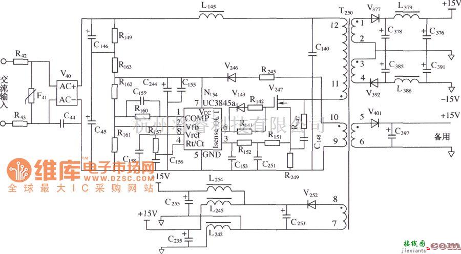 通信电源中的DMA辅助电源电路图  第1张