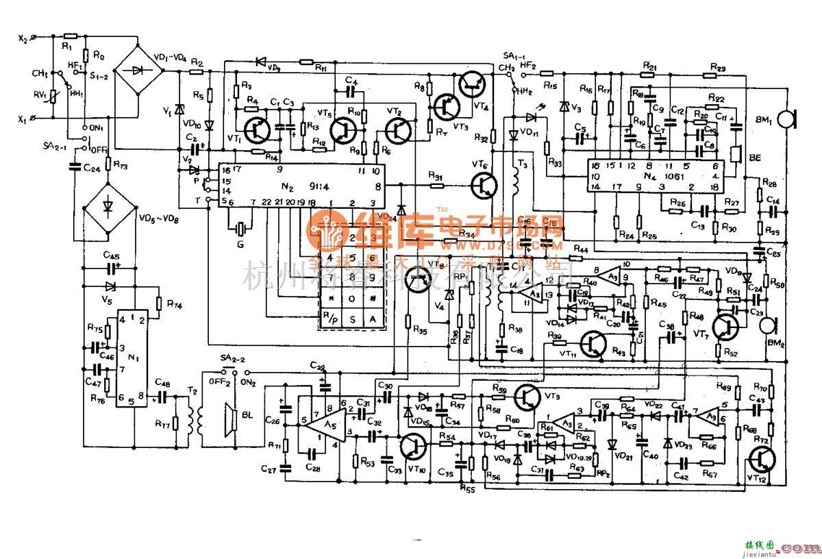 综合电路中的HA238(Ⅲ)P/TSD型电话机电路图  第1张