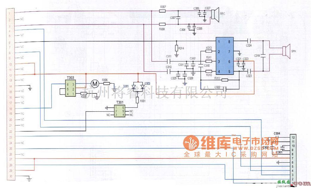 综合电路中的迪比特3269型手机排线电路原理图  第1张