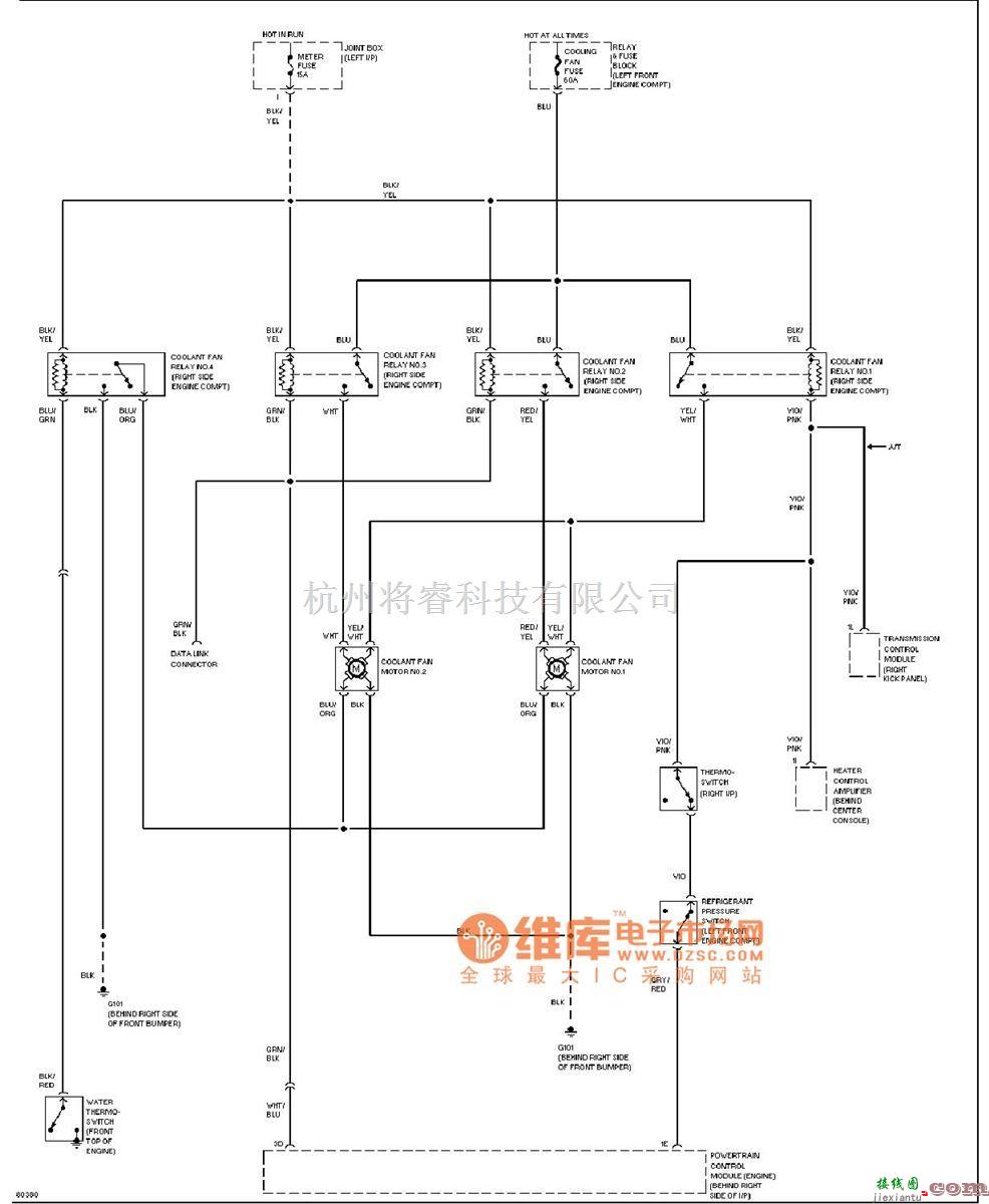 马自达中的mazda　散热风扇电路图  第1张