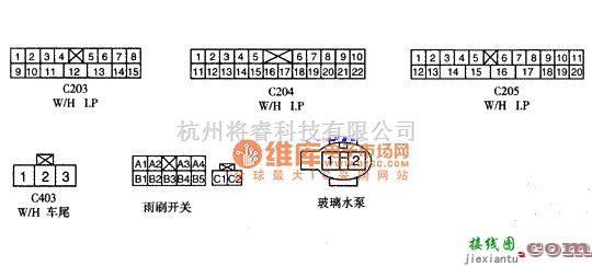 大宇中的大宇FRT及RR雨刷电机插头模样及单子编号电路图  第1张