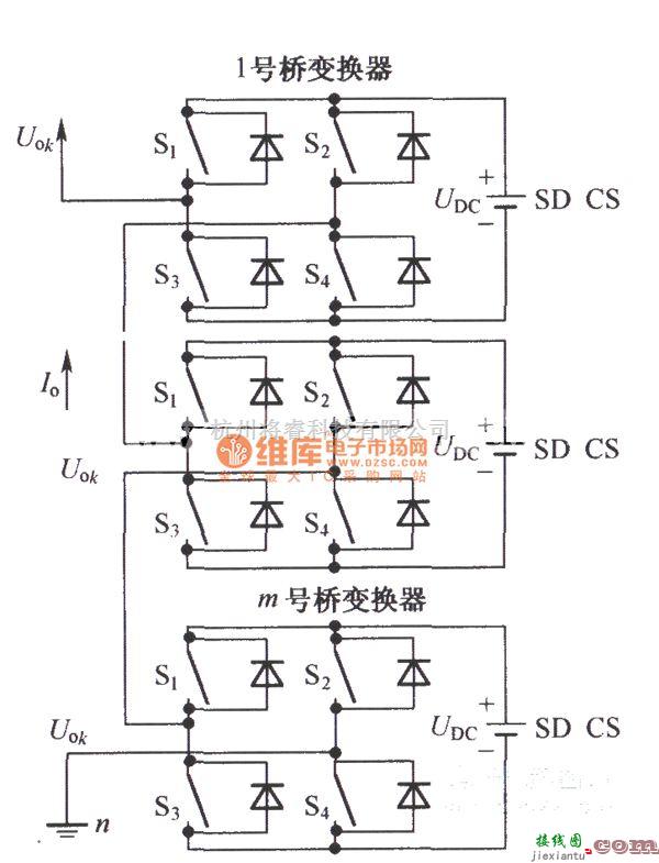 IGBT应用电路中的串联H桥多电平主电路变换器电路图  第1张