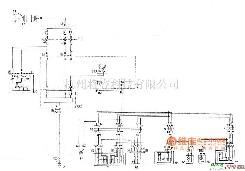 菲亚特中的派力奥后电动门窗电路图  第1张