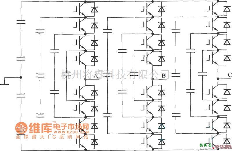 IGBT应用电路中的飞跨电容钳位型5电平变换电路图  第1张