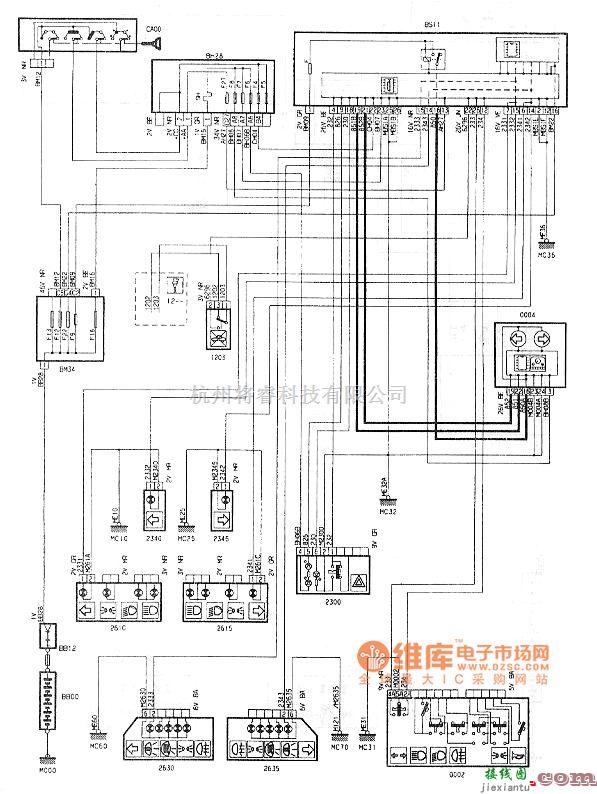 东风雪铁龙中的神龙毕加索2.0L轿车转向灯电路图  第1张