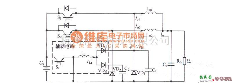 IGBT应用电路中的两相ZVT-PWM变换器拓扑结构图电路图  第1张