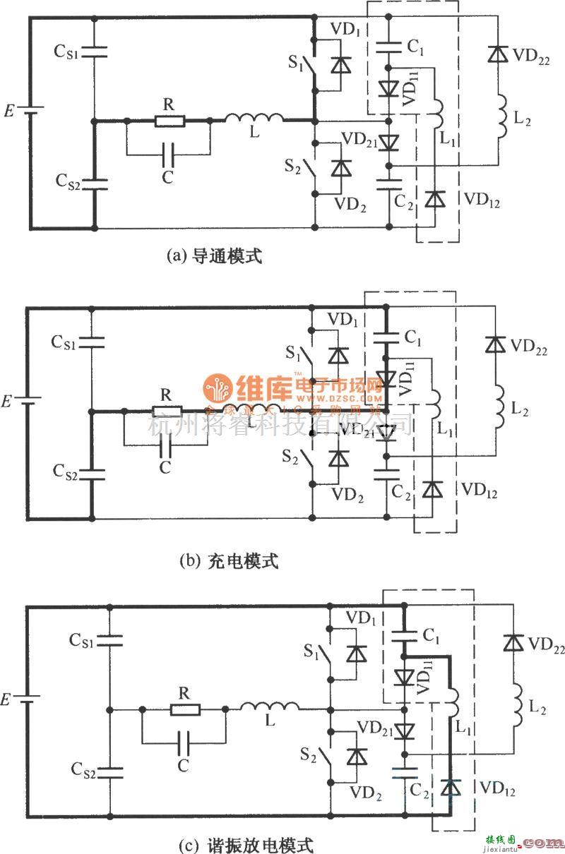 IGBT应用电路中的C-L-2D型无源无损缓冲电路的工作模式电路图  第1张