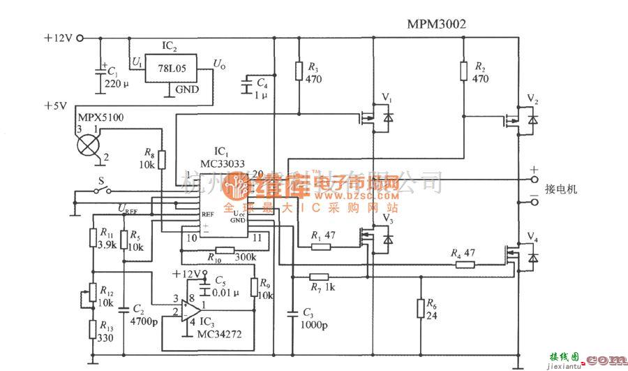 转速、角速度、加速度传感器中的实用的压力调节系统的电路图  第1张