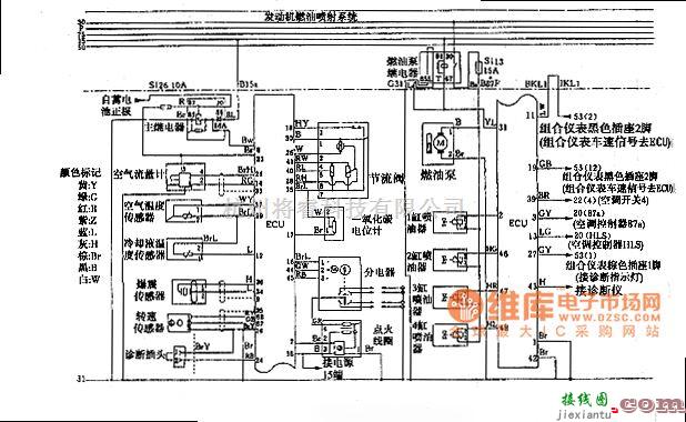 红旗中的普通红旗电喷发动机电路图  第1张