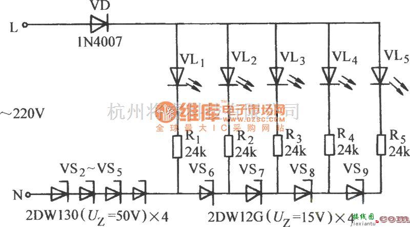 灯光控制中的电压显示器电路图  第1张