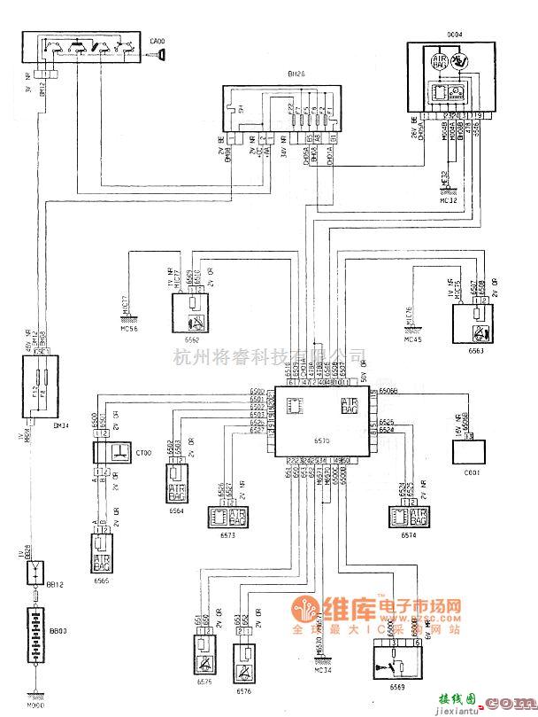 东风雪铁龙中的神龙毕加索1.6L轿车安全气囊预张紧安全带电路图  第1张