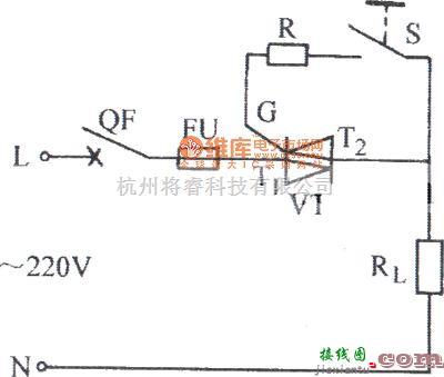 晶闸管控制中的双向晶闸管单相控制电路图  第1张