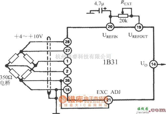 传感信号调理中的降低激励电压的电路(宽带应变信号调理器1B31)电路图  第1张