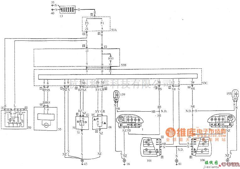 菲亚特中的西耶那转向灯和紧急信号灯电路图  第1张