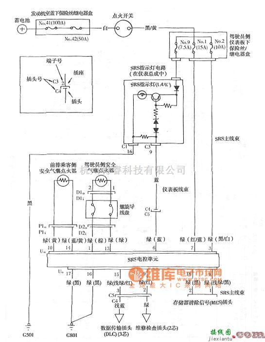 本田中的奥德赛安全气囊系统电路图  第1张