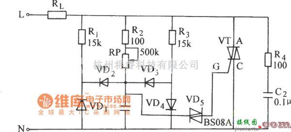 晶闸管控制中的双向晶闸管控制感性负载电路图  第1张